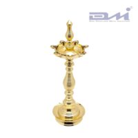 DMI's 7 Faced Antique Brass Samai Kalas design at centre and lined pattern stand ಕಳಶ್ ಸಮೈ (Kalash Design Samai) कळस समई (Kalas Samai) कलश समई (Kalash Design Samai) கலசம் வடிவ சமைய் (Kalash Vadivu Samai) കലശ് ഡിസൈൻ സമൈ (Kalash Design Samai)