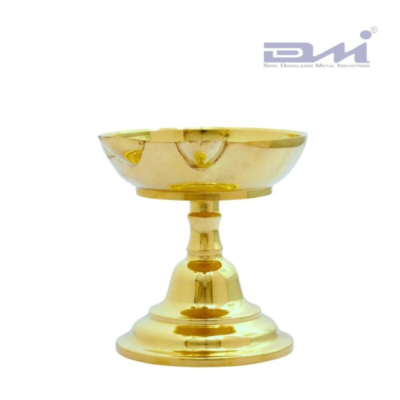 Two-Faced Brass Diya with Stand