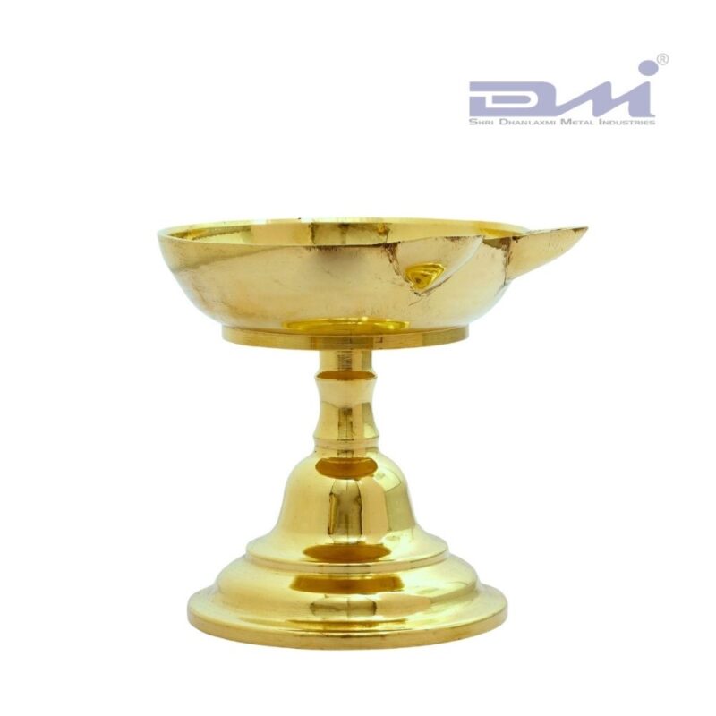 Two-Faced Brass Diya with Stand