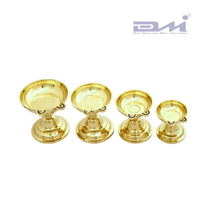 Two-Faced Brass Diya with Stand