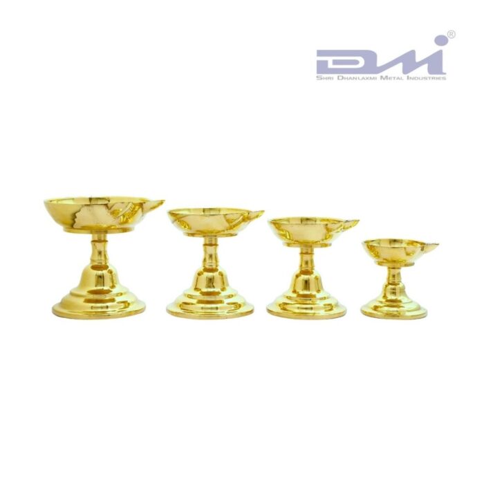 Two-Faced Brass Diya with Stand