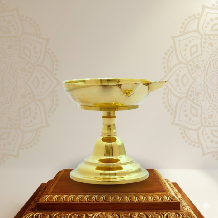 2-Faced Ethnic Brass Dasara Panti with Stand  (4.3 Inches, 550 Grams)