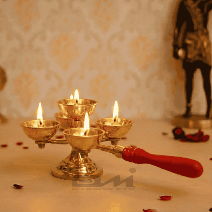 DMI 5-Faced Brass Divaj / Bhadradeepam