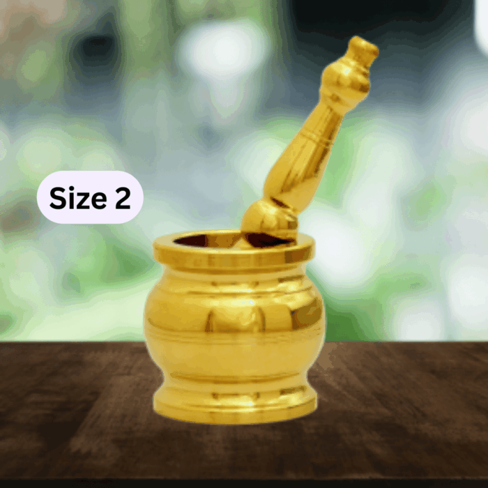 Khalbatta Size No.2 – Traditional Brass Mortar and Pestle (6.25 Inches, 950gm)
