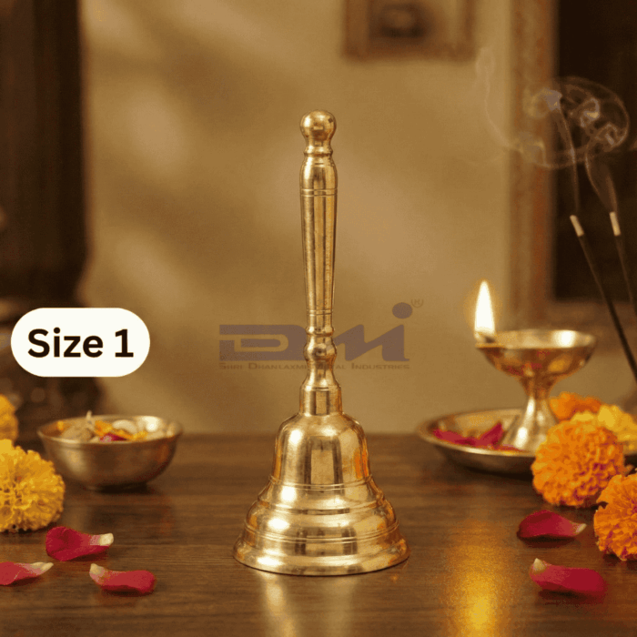 DMI's Ethnic Brass Pooja Ghanta (6.3 Inches, 300 gm) Size No.1