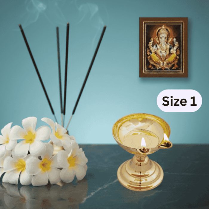 2 Faced Brass Dasara Panti with Stand / Diya (5.5 Inches, 950 gms Weight) Size No.1