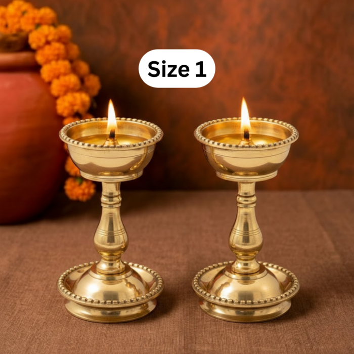 Brass Udupi Samai - Traditional Pooja Oil Lamp (5.5 Inches) - Pair Size No.1
