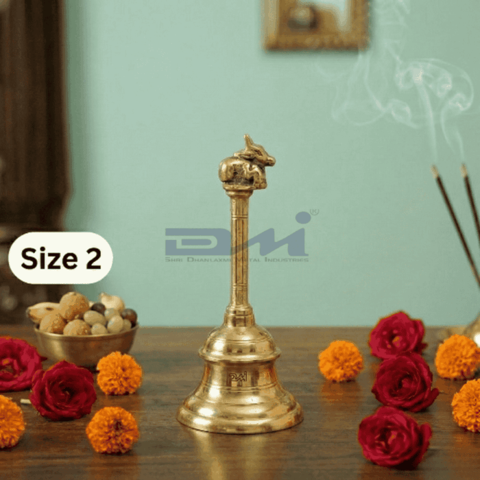 DMI Brass Nandi Ghanta – Traditional Puja Bell (7.7 Inches) Size No.2