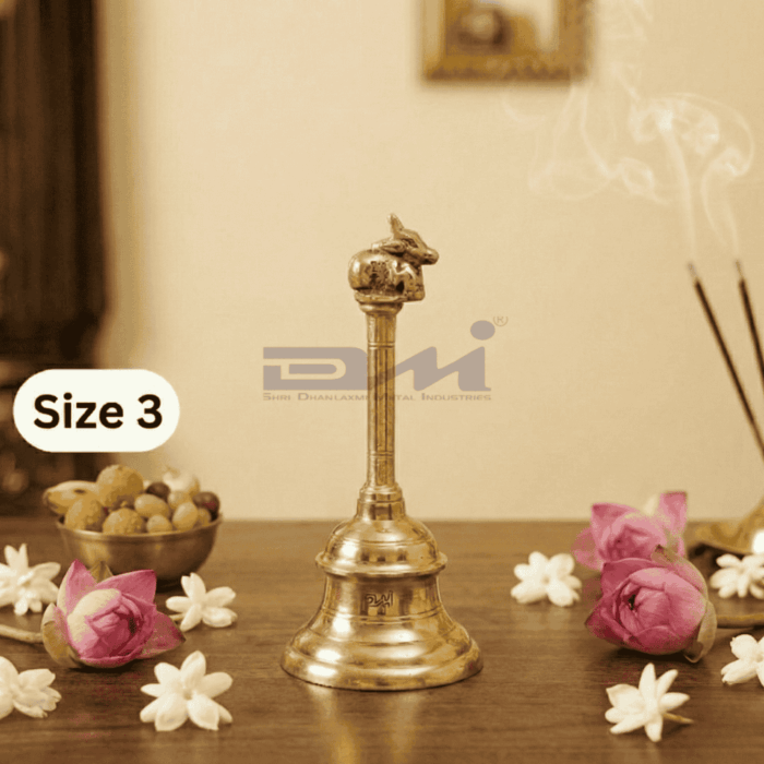DMI Brass Nandi Ghanta – Traditional Puja Bell (6.3 Inches) Size No.3