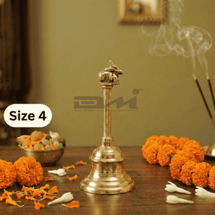 DMI Brass Nandi Ghanta – Traditional Puja Bell (6 Inches) Size No.4