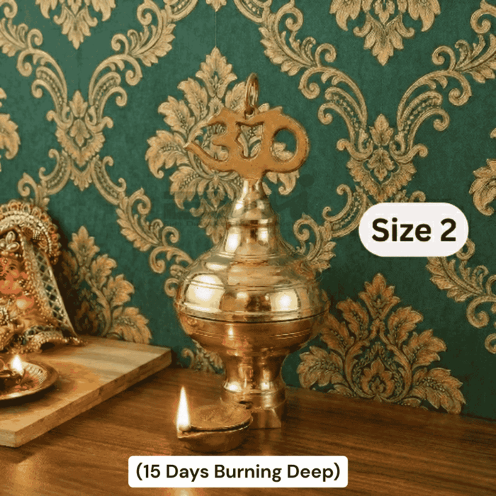 DMI Brass Nandadeep Akhanda Jyothi Deepa 12” Height | 1.85 kg(15 Days Burning) Size No.2