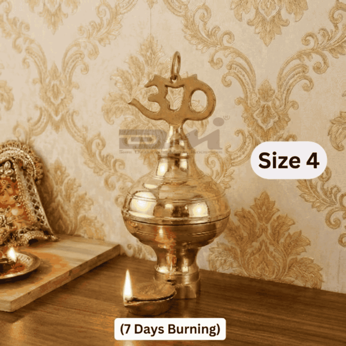 DMI Brass Nandadeep Akhanda Jyothi Deepa 8” Height | 1.15 kg(7 Days Burning) Size No.4