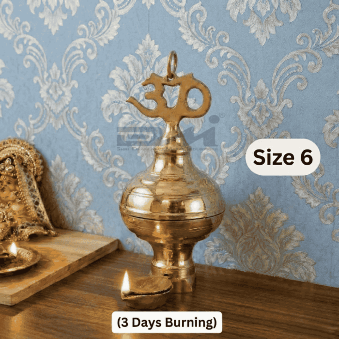 DMI's Brass Nandadeep Akhanda Jyothi Deepa 7.5” Height |750gm (3 Days Burning) Size No.6