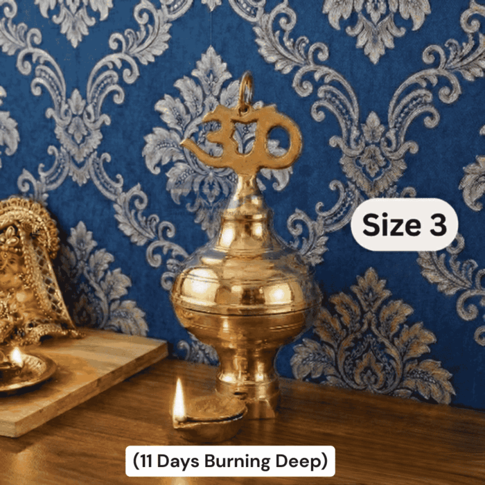 DMI Brass Nandadeep Akhanda Jyothi Deepa 10” Height | 1.60 kg(11 Days Burning) Size No.3