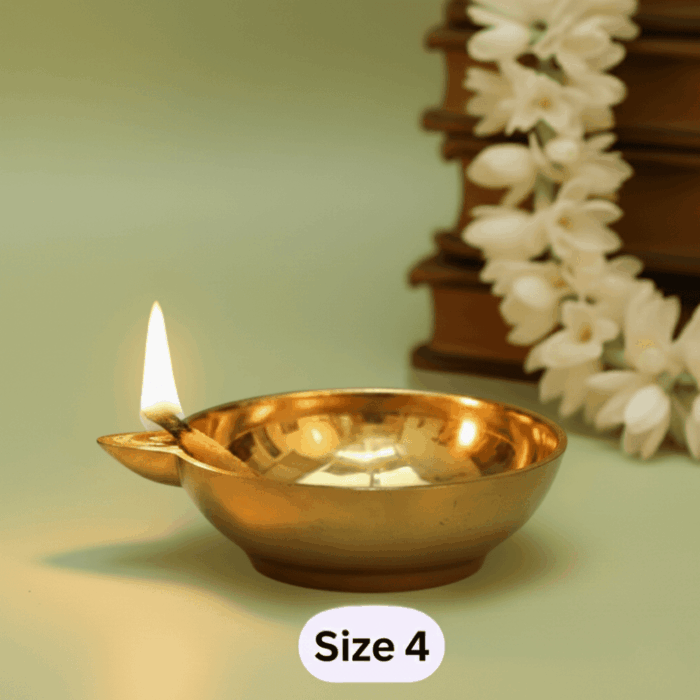 DMI One-Faced Brass Dasara Panti / Brass Diya (1 Inches | 250 gm Weight) Size No.4