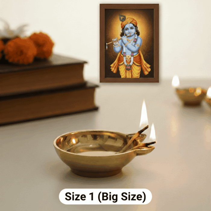 2-Faced Brass Dasara Panti / Brass Diya (300ml Oil Capacity, 550gm Weight) Big Size No.1