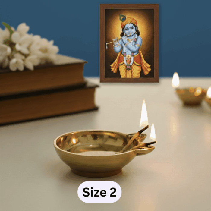 2-Faced Brass Dasara Panti / Brass Diya (170ml Oil Capacity, 350gm Weight) Size No.2