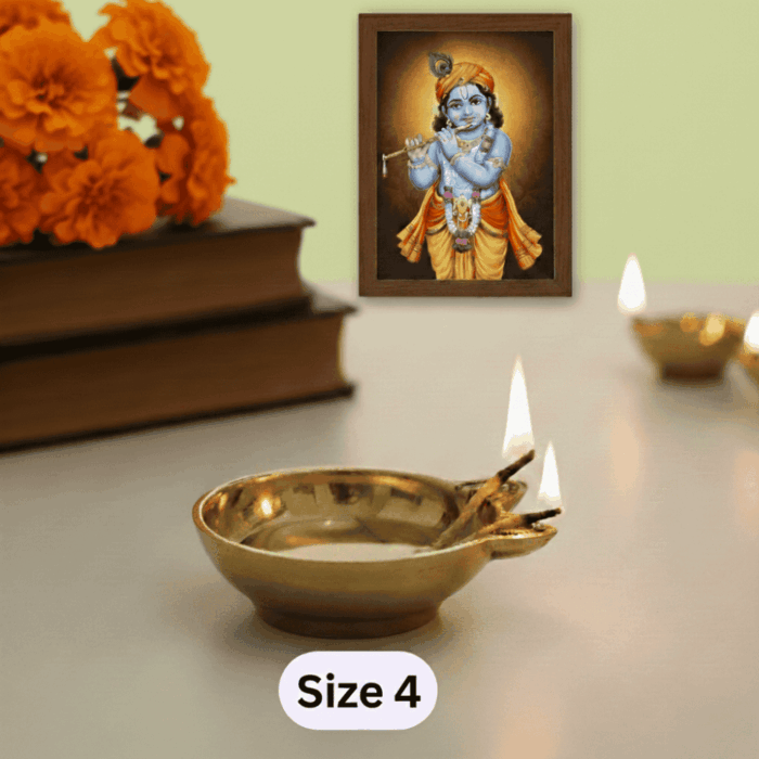 2-Faced Brass Dasara Panti / Brass Diya (75ml Oil Capacity, 250gm Weight) Size No.4