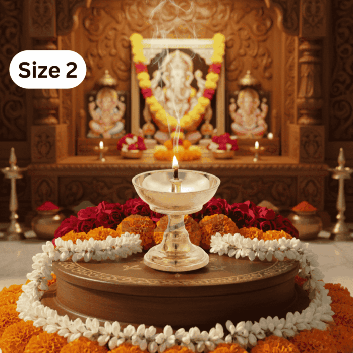 DMI Brass Kuber Diya / Kuber Deep (300gm Weight) Size No.2