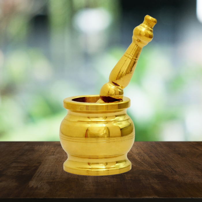 Khalbatta – Traditional Brass Mortar and Pestle (6.25 Inches, 950gm)