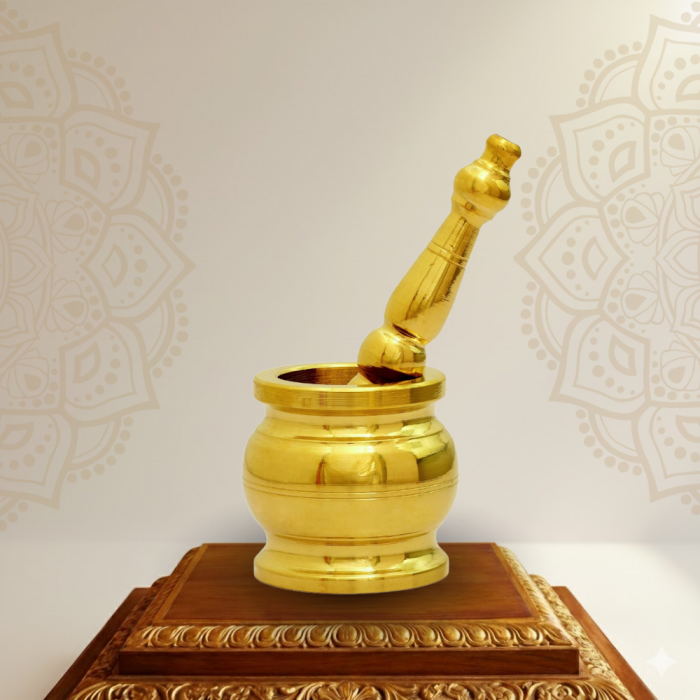 Khalbatta – Traditional Brass Mortar and Pestle (6.5 Inches, 1.35Kg)