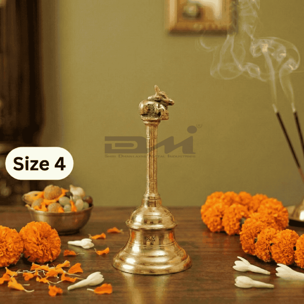 DMI Brass Nandi Ghanta – Traditional Puja Bell (6 Inches) Size No.4